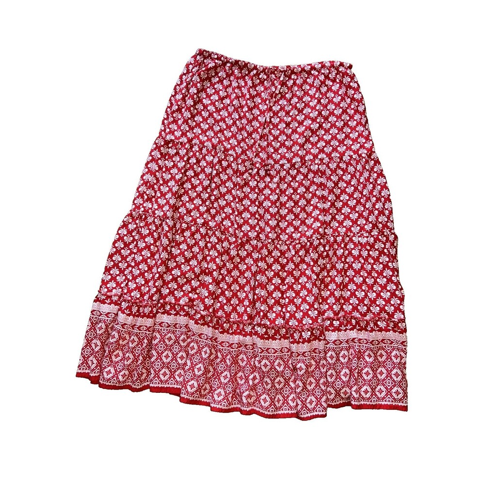 White Stag Skirt Women's M(8-10) Red/White Draw string Waist Cottagecore Boho - Picture 8 of 15